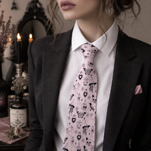 Cravate Motif sorcier rose capricieux