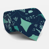 Cravate Motif sous-marine de poissons et de mouche (Roulé)
