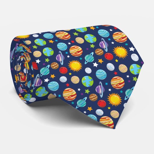 Cravate Motif spatial, Planètes, Étoiles, Cosmos, Galaxie (Roulé)