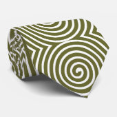 Cravate Motif spiral - Drabe d'olive et blanc (Roulé)