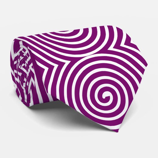 Cravate Motif spiral - Plum et blanc (Roulé)