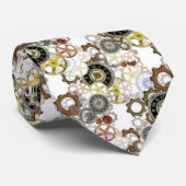 Cravate Motif steampunk unique, faces d'horloge, cogs, rou (Roulé)
