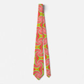 Cravate Motif Super rétro rose et vert (Devant)
