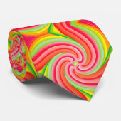 Cravate Motif Super rétro rose et vert (Roulé)