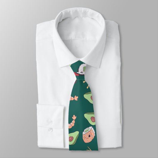 Cravate Motif Sushi vert mignon (Attaché)