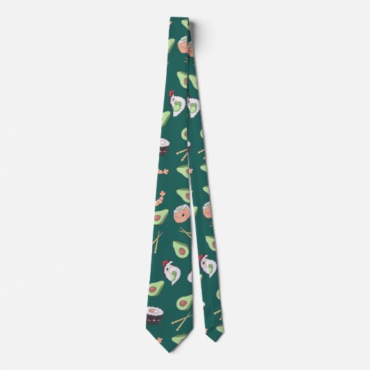 Cravate Motif Sushi vert mignon (Devant)