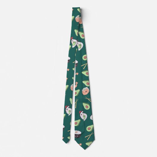 Cravate Motif Sushi vert mignon (Dos)