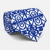 Cravate Motif Tao bleu et blanc moderne (Roulé)