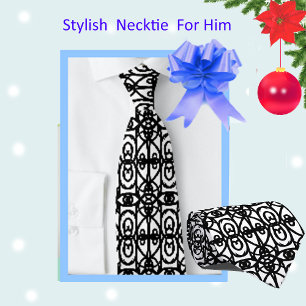 Cravate Motif Tao moderne noir et blanc