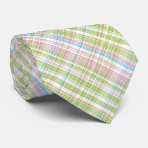 Cravate Motif Tartan à carreaux diagonaux pastel coloré
