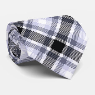 Cravate Motif Tartan bleu, noir, blanc