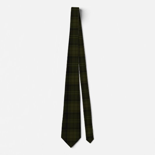 Cravate Motif Tartan foncé, noir et vert profond (Devant)