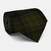 Cravate Motif Tartan foncé, noir et vert profond (Roulé)