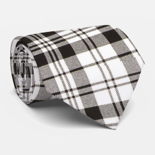 Cravate Motif Tartan noir et blanc