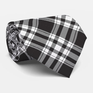 Cravate Motif Tartan noir et blanc