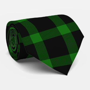 Cravate Motif Tartan noir et vert