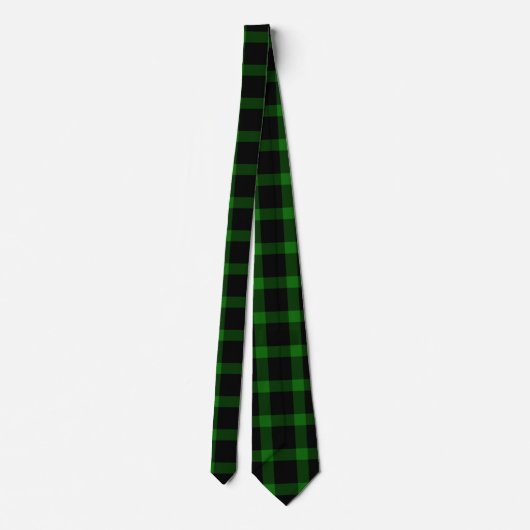 Cravate Motif Tartan noir et vert (Dos)