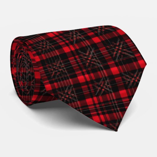 Cravate Motif tartan rouge et noir (Roulé)