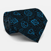 Cravate Motif Tech D20 (bleu) (Roulé)