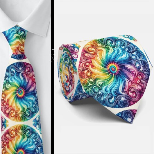 Cravate Motif Tie-Dye Psychédélique