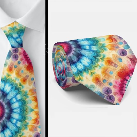 Cravate Motif Tie-Dye Psychédélique