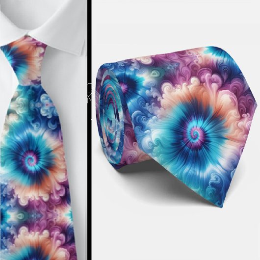 Cravate Motif Tie-Dye Psychédélique