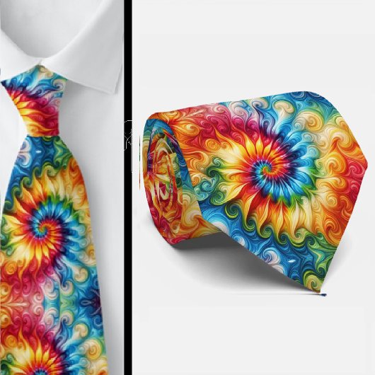 Cravate Motif Tie-Dye Psychédélique