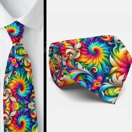 Cravate Motif Tie-Dye Psychédélique