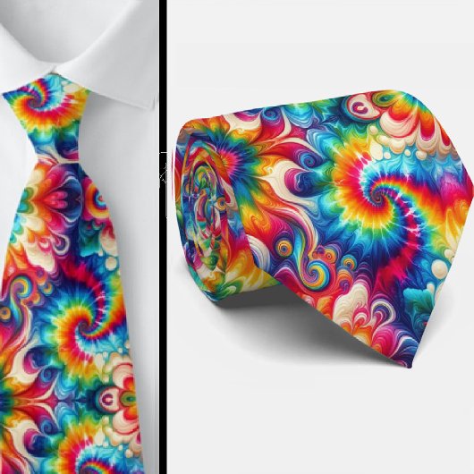 Cravate Motif Tie-Dye Psychédélique