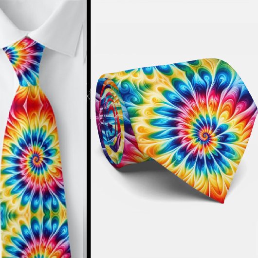 Cravate Motif Tie-Dye Psychédélique