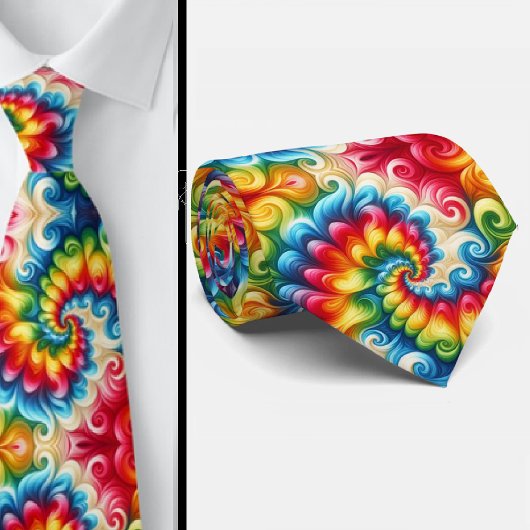 Cravate Motif Tie-Dye Psychédélique