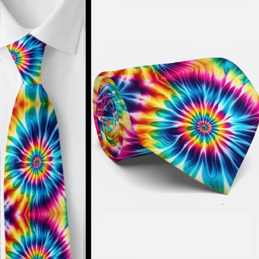 Cravate Motif Tie-Dye Psychédélique