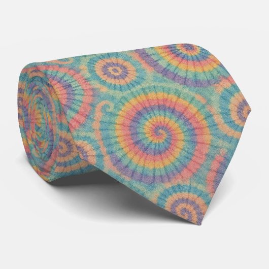 Cravate Motif Tie-Dye Psychédélique Pastel (Roulé)