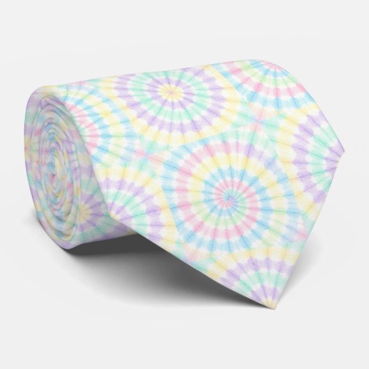 Cravate Motif Tie-Dye Psychédélique Pastel (Roulé)
