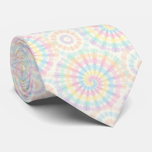 Cravate Motif Tie-Dye Psychédélique Pastel (Roulé)