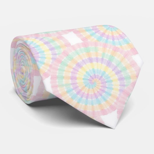 Cravate Motif Tie-Dye Psychédélique Pastel (Roulé)