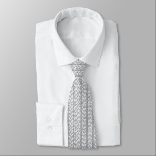 Cravate Motif tiré par la main gris de Chevron
