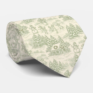 Cravate Motif Toile Classique Campagne d'Hiver Sauge