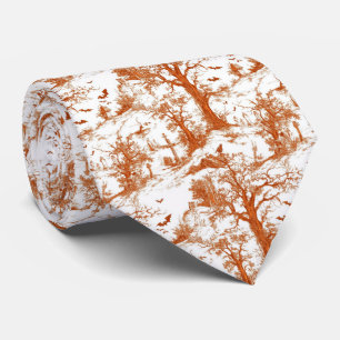 Cravate Motif Toile de Jouy Cimetière d'Halloween Rouille