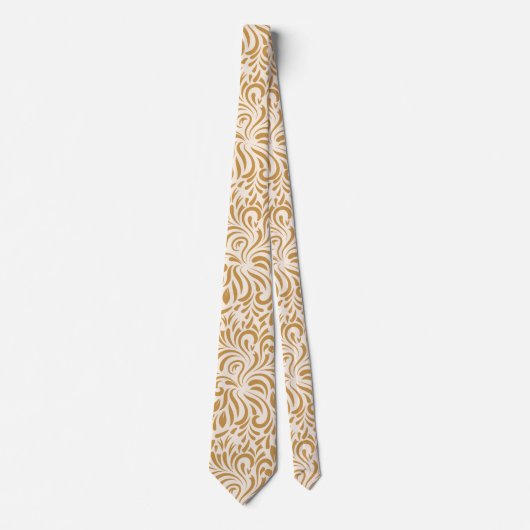 Cravate motif tourbillon blanc or (Devant)