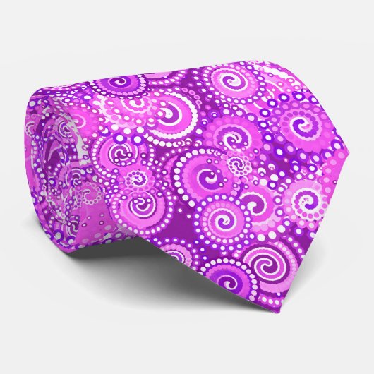 Cravate Motif tourbillon fractal, tons violets (Roulé)