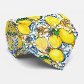 Cravate Motif traditionnel méditerranéen aux citrons (Roulé)