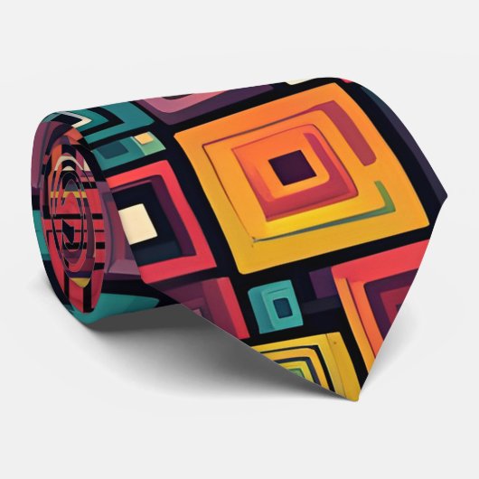 Cravate motif transparent avec carrés (Roulé)