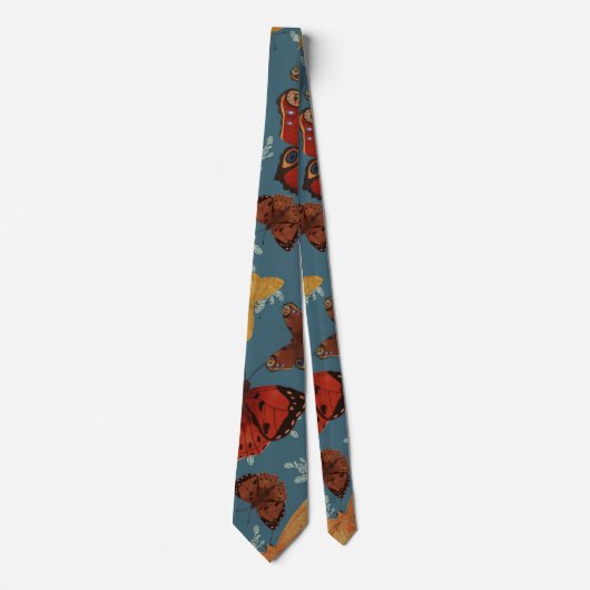 Cravate motif transparent bleu papillon (Devant)