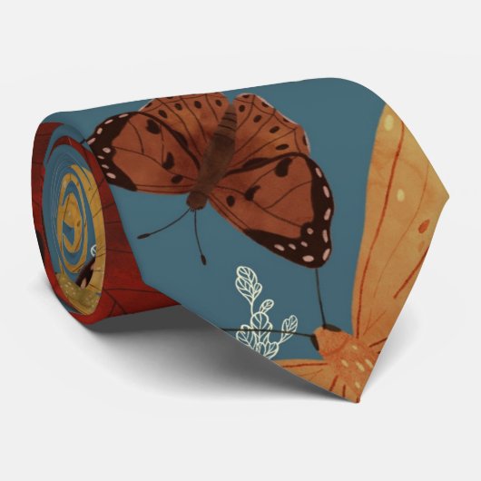 Cravate motif transparent bleu papillon (Roulé)