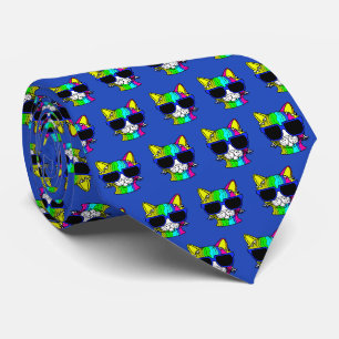 Cravate Motif très Cool Rainbow Cat en bleu