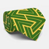 Cravate Motif Triangle Étoile Art Déco - Vert et Or (Roulé)