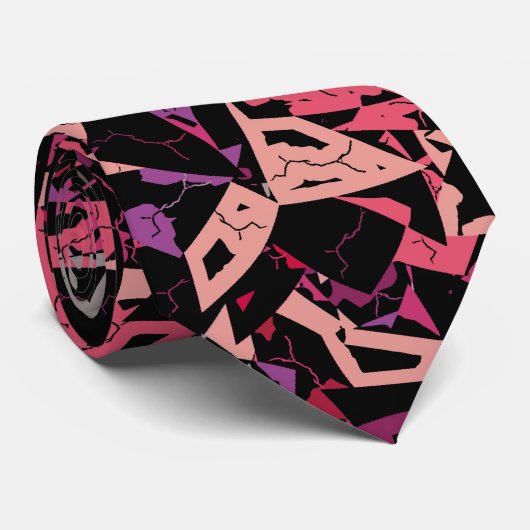 Cravate Motif Triangle Rose Violet (Roulé)