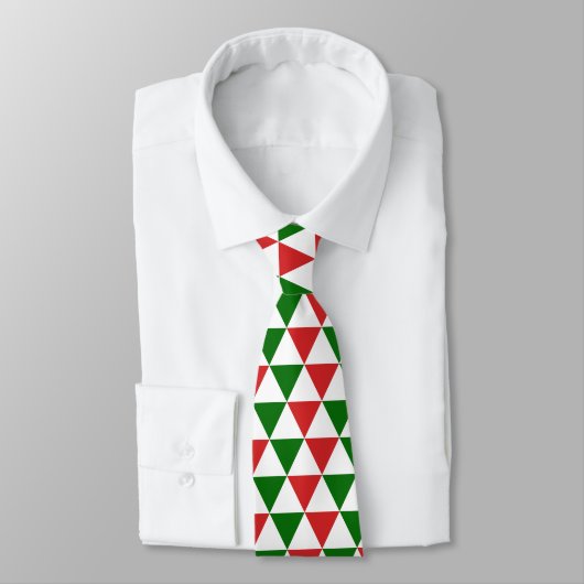 Cravate Motif triangle rouge et vert de Noël (Attaché)