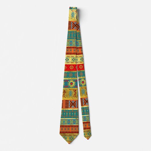 Cravate Motif tribal ethnique africain coloré (Devant)